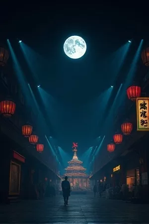 夜色中的城市天台，远处楼宇灯光连成一片暖色