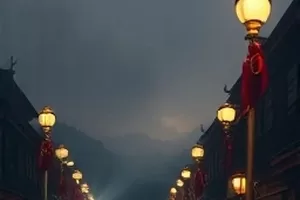雾中山脊线与半掩的旧式木屋