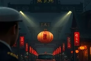 午后阳光照进旧式当铺的木质柜台